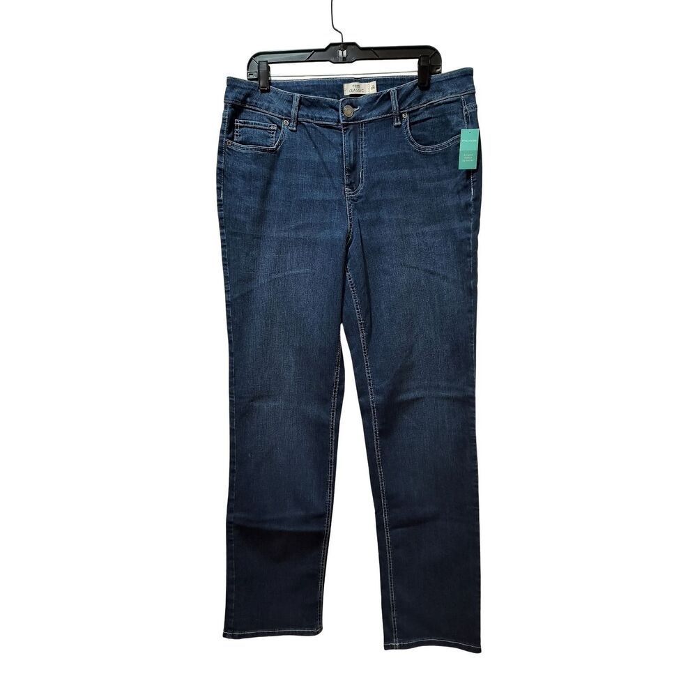 M Jeans by Maurices Classic Straight Mid Rise Jeans 16 Long Blue Stretch Denim